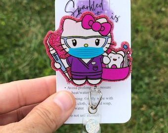 Cute kitty badge, HK dentist badge reel, Dental assistant badge reel, HK dental badge, Nursing badge reel, Medical badge reel, Dental badge