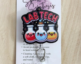 Lab Tech badge reel, Medical badge reel,  Science badge reel, Lab badge reel,Science beaker badge, Lab tech Retractable badge reel