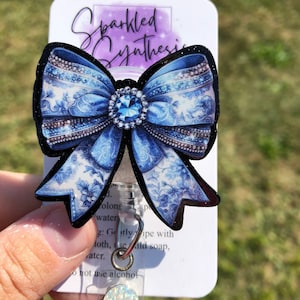 Porta badge Coquette Bow, porta badge retrattile Coquette Bow, porta badge fiocco scintillante, porta badge fiocco, porta badge infermieri, porta badge insegnanti