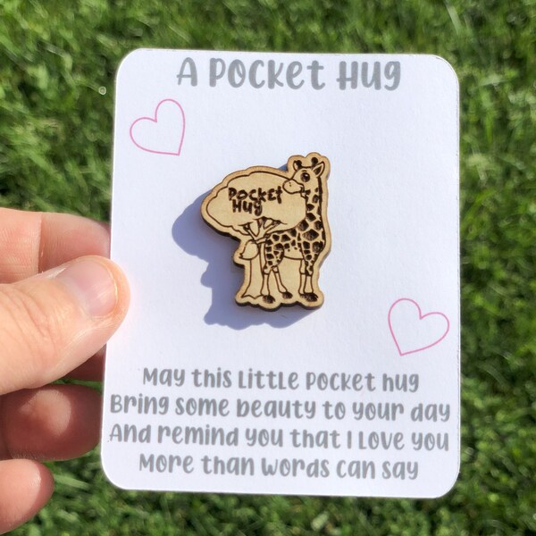 Adorable Giraffe Pocket Hug - Stocking stuffer ideas - personalized gift - wooden keepsake charm - pocket hug - small giraffe - pocket charm