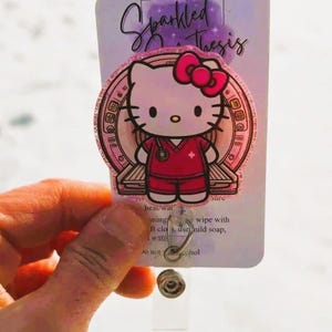 MRI tech badge reel, retractable badge reel, MRI tech kitty badge reel, Radiology tech badge reel, Medical badge reel, Cute kitty MRI badge