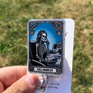 Call Handler, Skeleton badge reel, Call center worker badge reel, office staff badge reel, Call center badge reel, Receptionist badge reel
