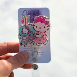 Nurse kitty Shaker badge reel, Labor and Delivery badge reel, NICU badge reel, PICU badge reel, Nurses badge reel, Nurse kitty badge reel