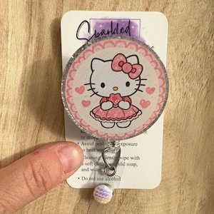 Cute kitty badge reel, Pretty pink kitty, Nurses retractable badge reel, Kawaii badge reel, Nurses gift, Nursing student badge reel
