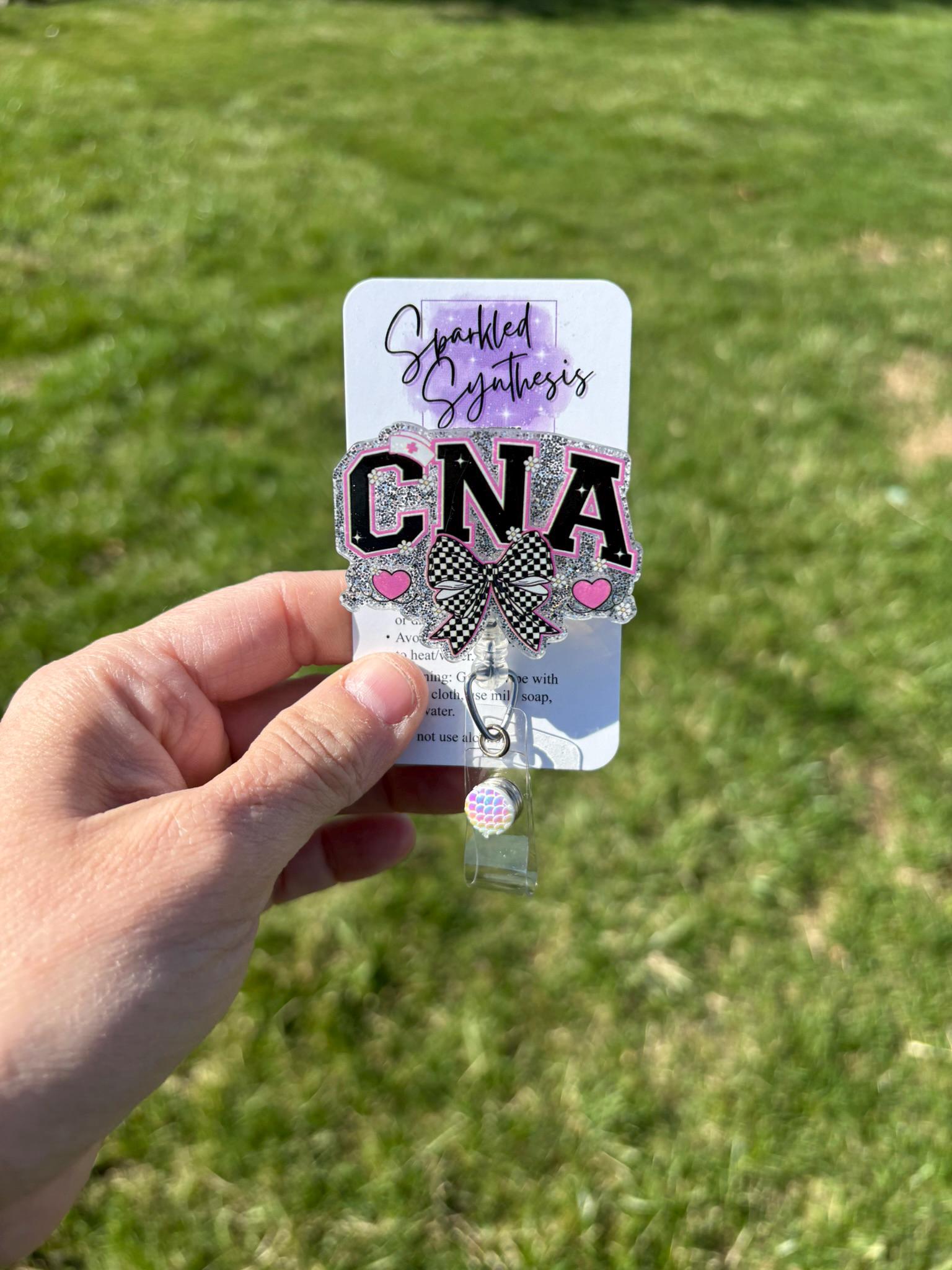 CNA, certified nursing assistant badge reel, Cute cna badge reel, Retractable badge reel, Coquette bow badge reel, Coquette cna badge reel