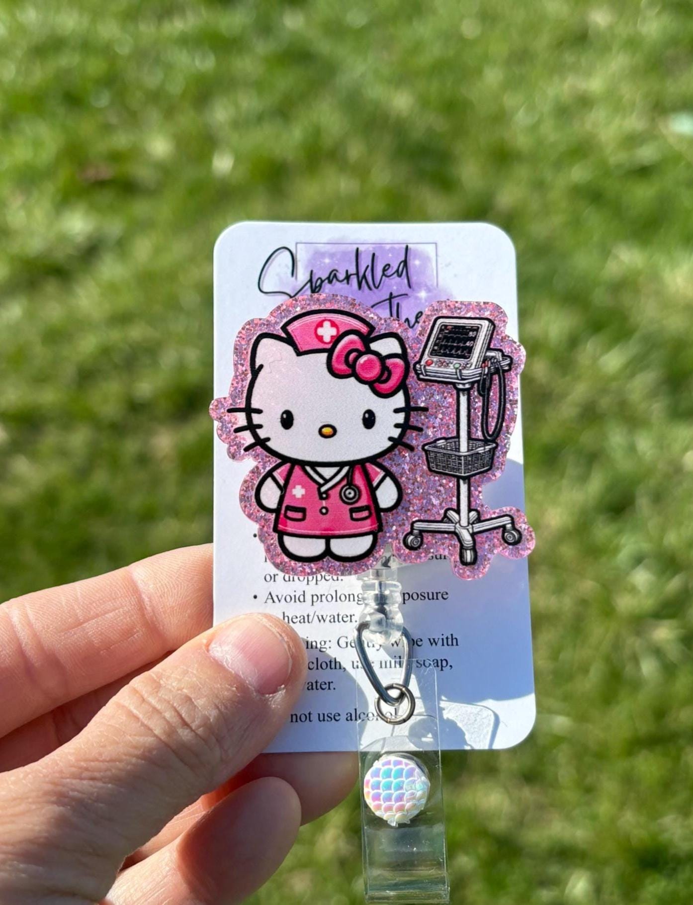 Cute Kitty Nurse, Nurse vitals badge, retractable badge reel, Nurses badge reel, Medical badge reel, CNA badge reel, RN badge reel