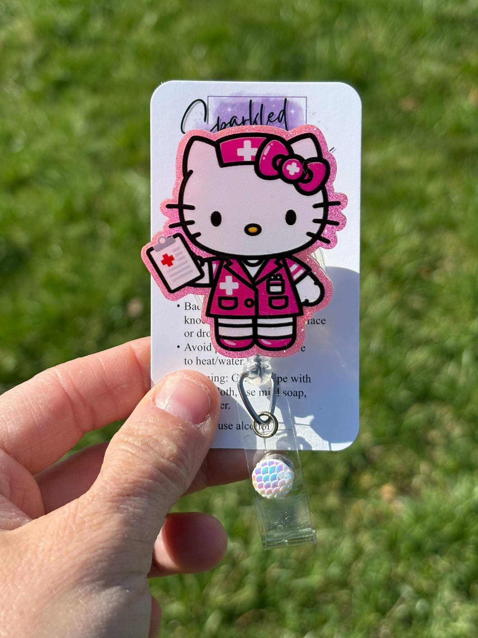 Kitty nurse badge reel, Nurse retractable badge reel, RN badge reel, Medical badge reel, HK nurse badge reel, Patient registration badge