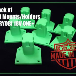 7-Pack Tool Holder/Mount/Bracket | For RYOBI 18V ONE+ Tools | Sturdy Design | Multiple Colors Available | 3D-Printed | Made in USA