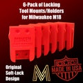6-Pack Tool Holder/Mount/Bracket | For Milwaukee M18 Tools | Soft-Lock Design | Multiple Colors Available | 3D-Printed | Made in USA
