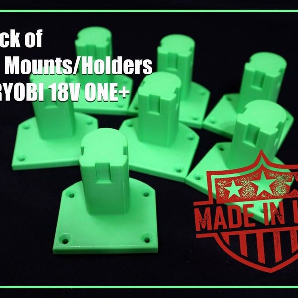 7-Pack Tool Holder/Mount/Bracket | For RYOBI 18V ONE+ Tools | Sturdy Design | Multiple Colors Available | 3D-Printed | Made in USA