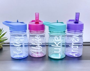 Personalized Kids Toddler Water Bottle - Plastic Birthday Party Favor Gift - Stocking Stuffer - 13oz Cup