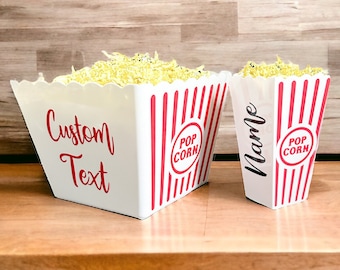 Personalized Custom Text Name Popcorn Bucket - Family Movie Night - Reusable - Tub - Party Favors