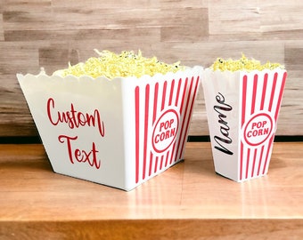 Personalized Custom Text Name Popcorn Bucket - Family Movie Night - Reusable - Tub - Party Favors