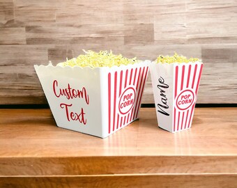 Personalized Custom Text Name Popcorn Bucket - Family Movie Night - Gifts for Kids - Reusable Popcorn - Tub - Party Favors - Snack Container