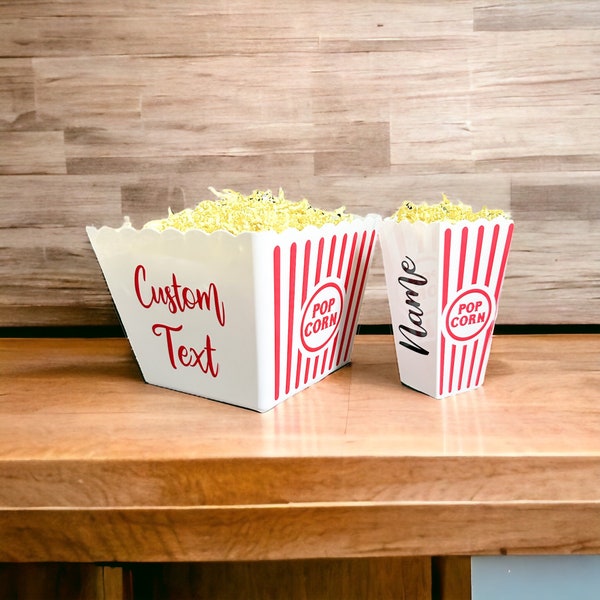 Personalized Custom Text Name Popcorn Bucket - Family Movie Night - Gifts for Kids - Reusable Popcorn - Tub - Party Favors - Snack Container