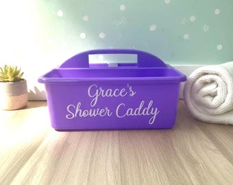 Personalized Custom Name Plastic Caddy - College Teen Shower Caddy - Summer Camp Sleepover Party Gift