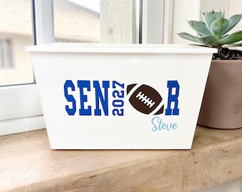Personalized Football Sports Sport Graduation Gift Basket - Senior 2027 Grad - Name Team Gift Bin