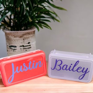Personalized Plastic Pencil Case Box - Custom Name Back to School Supplies - Art Supplies Holder - Crayon Supply Bin - Monogram Glitter