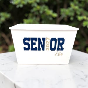 Personalized Graduation Gift Basket - Senior Class of 2027 Grad - Custom Name Team Sports Bin