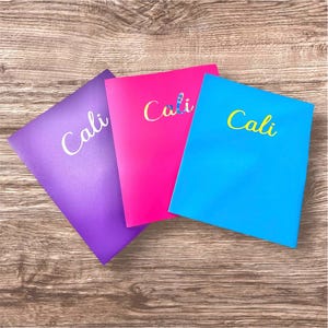 Personalized Custom Name School Plastic Folder - Organization College School Supplies - Simple Back to School - 2 Pocket Folder Homework