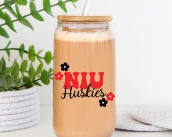 Personalized Iced Coffee Glass Cup - 16oz Tumbler - College Commitment University Graduation Grad 2026 Gift