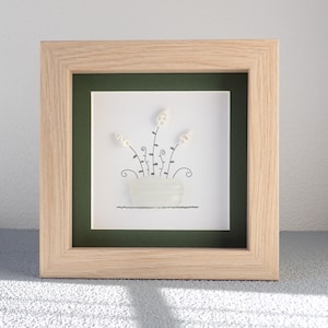 Sea Glass Vase with Shell Flowers - Sea Glass Art Picture