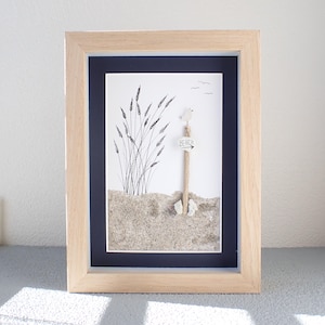 Sea Glass Single Bird Picture Pebble Driftwood Beach Sand Art