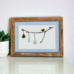 Sea Glass Bird Houses Family Couple Picture Pebble Art