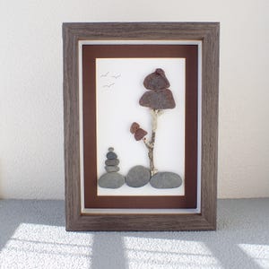 Sea Glass Brown Tree Picture Pebble Art