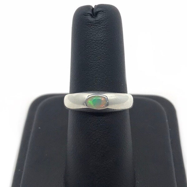 Ethiopian Opal Signet Gypsy Ring Size 6.5