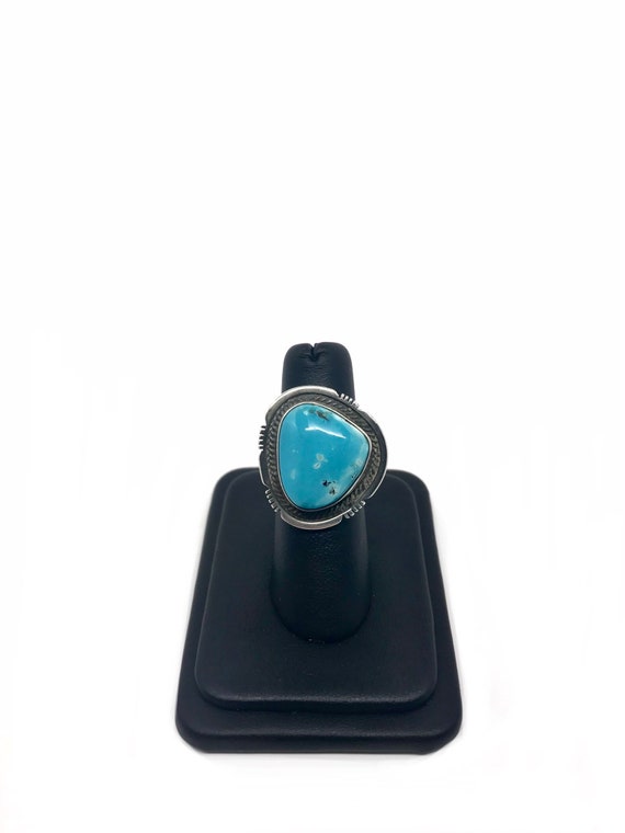 Diné (Navajo) Blue Moon Turquoise Ring Size 5.75 - image 1