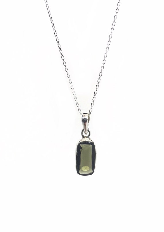 Moldavite Cushion Cut Pendant