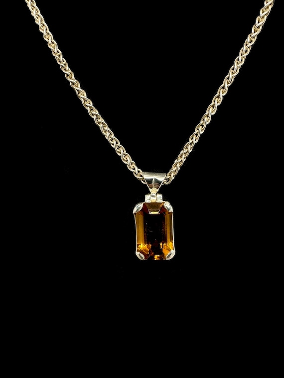 Citrine Emerald Cut Pendant