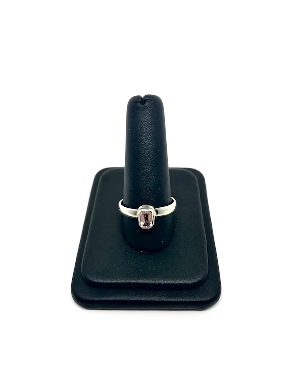 Morganite Emerald Cut Solitaire Ring Size 9.75 - image 1