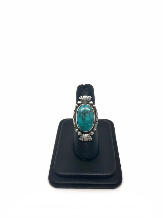 Diné (Navajo) Campitos Turquoise Ring Size 6