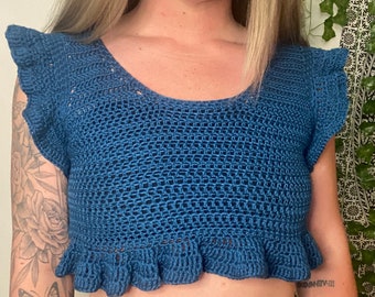 Crochet Pattern: Ruffled Crop Top
