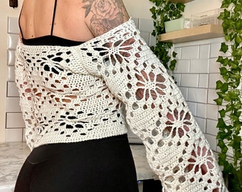 Crochet Pattern: The Flower Set | Cropped Sweater & Skirt Pattern