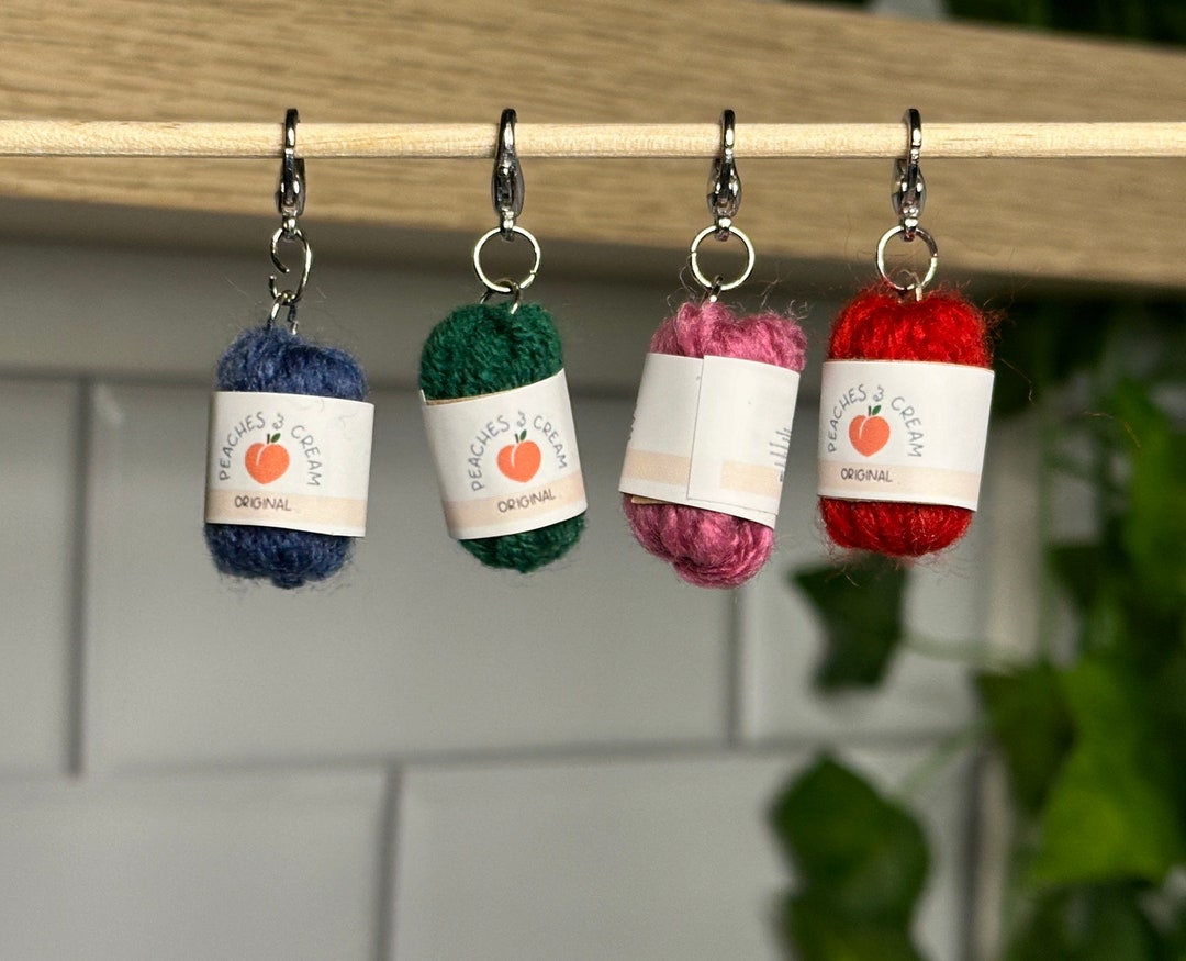 Miniature Yarn Charms 4 Stitch Markers Keychain Charms Etsy