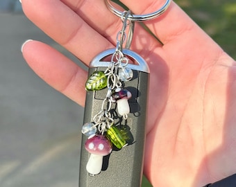 Botanical Mushroom Charm Keychain