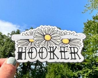 Funny Crochet Hooker Sticker | Tattoo Font, Floral Crochet Hook