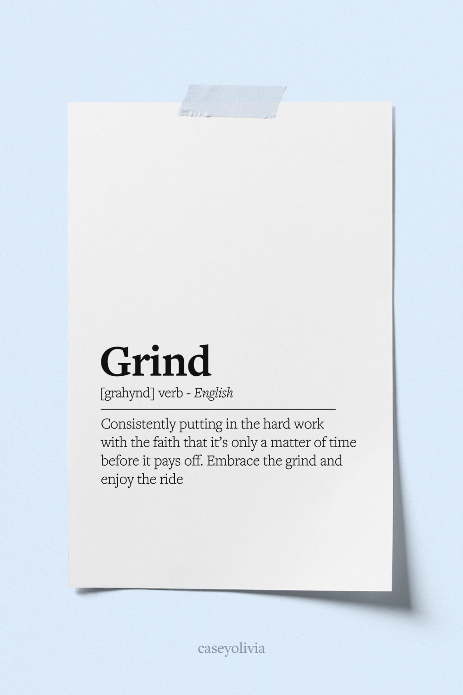 Grind Definition Printable Wall Art Motivational Grind Etsy