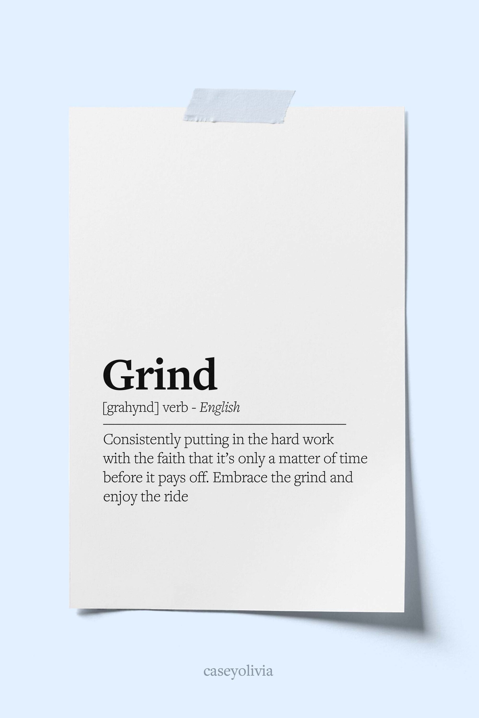 Grind Definition Printable Wall Art Motivational Grind Meaning Print