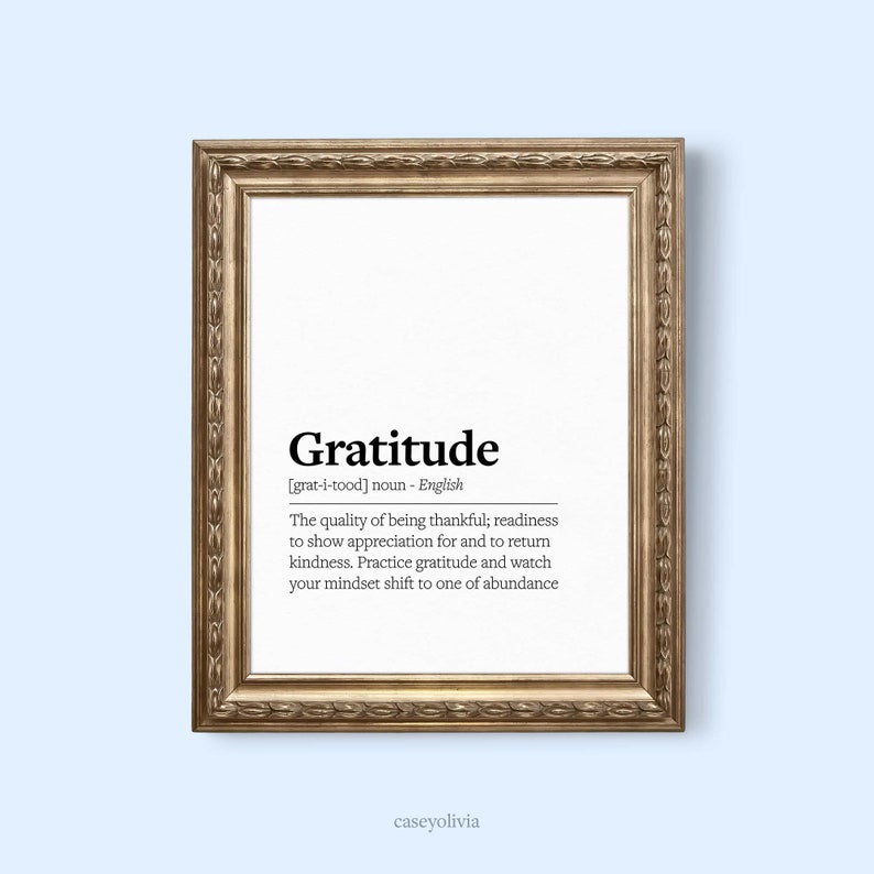 Gratitude Definition Printable Wall Art Inspirational Wall Decor Print
