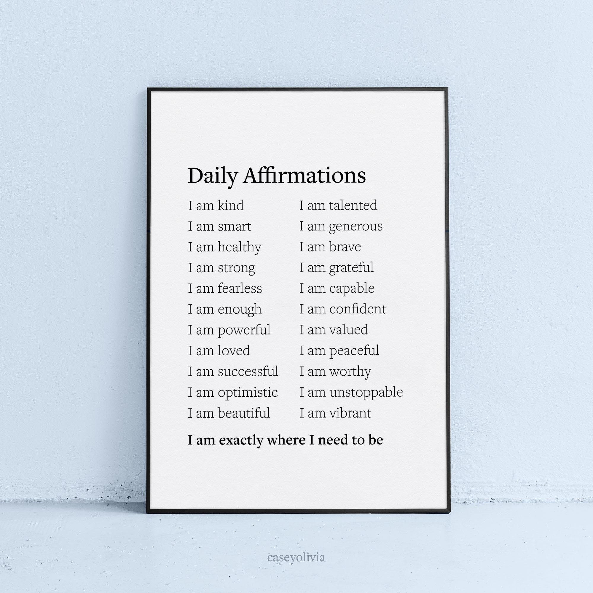 Daily Affirmations Printable Wall Art Positive Self Care Affirmation ...