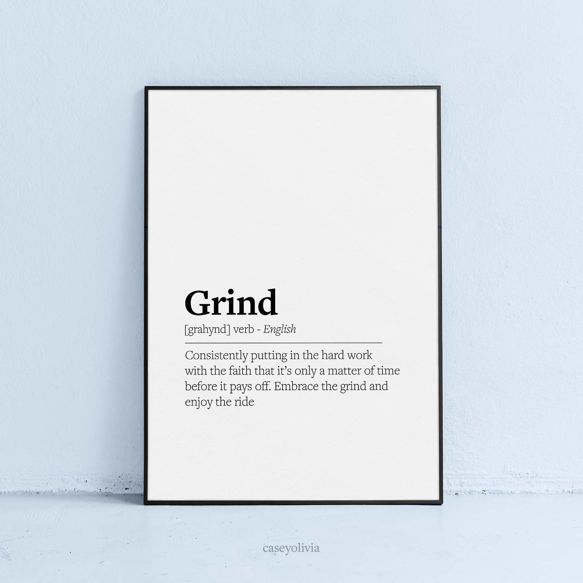 Grind Definition Printable Wall Art Motivational Grind Meaning Print