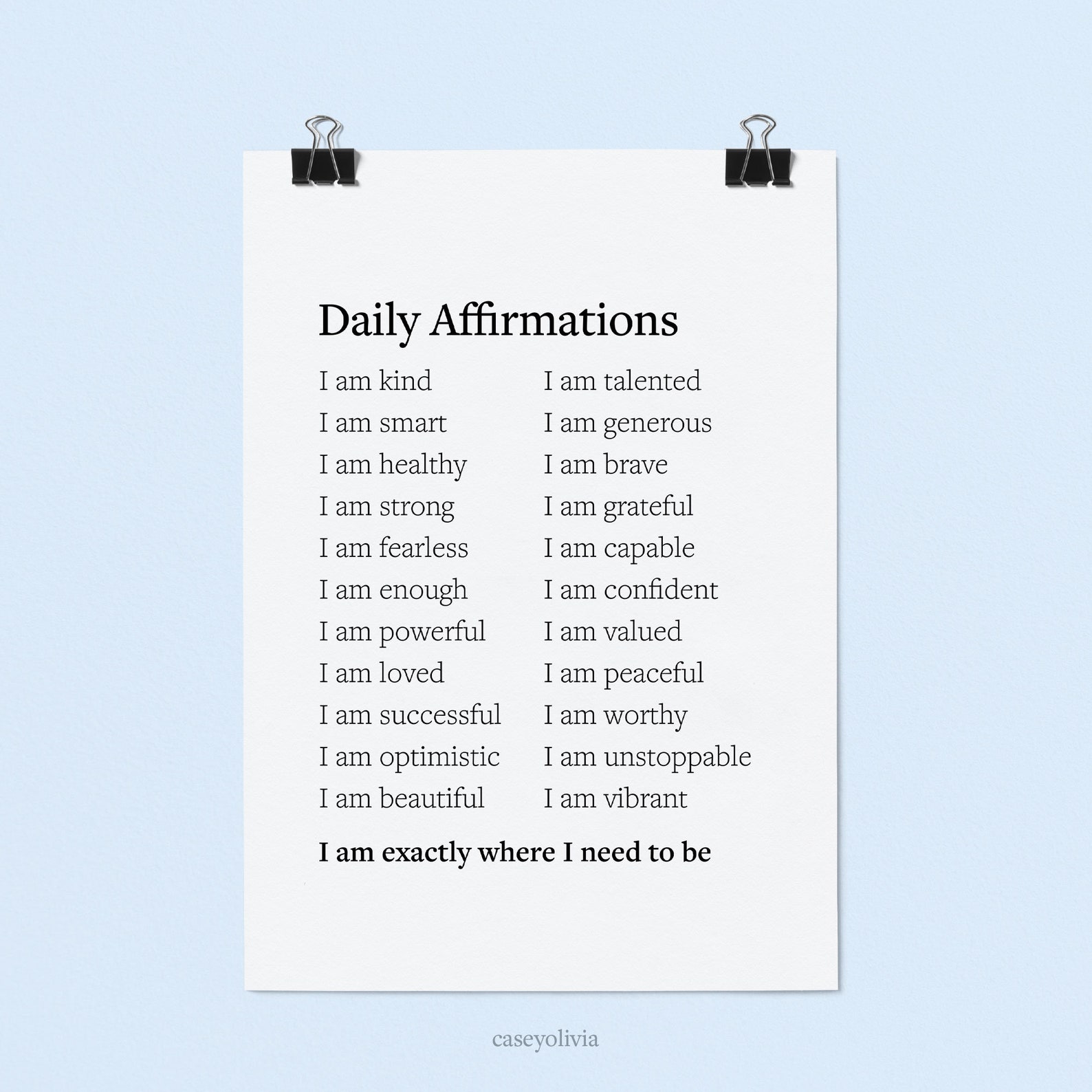 Daily Affirmations Printable Wall Art Positive Self Care Affirmation Daily Affirmations Printable Wall Art Positive Self Care Affirmation