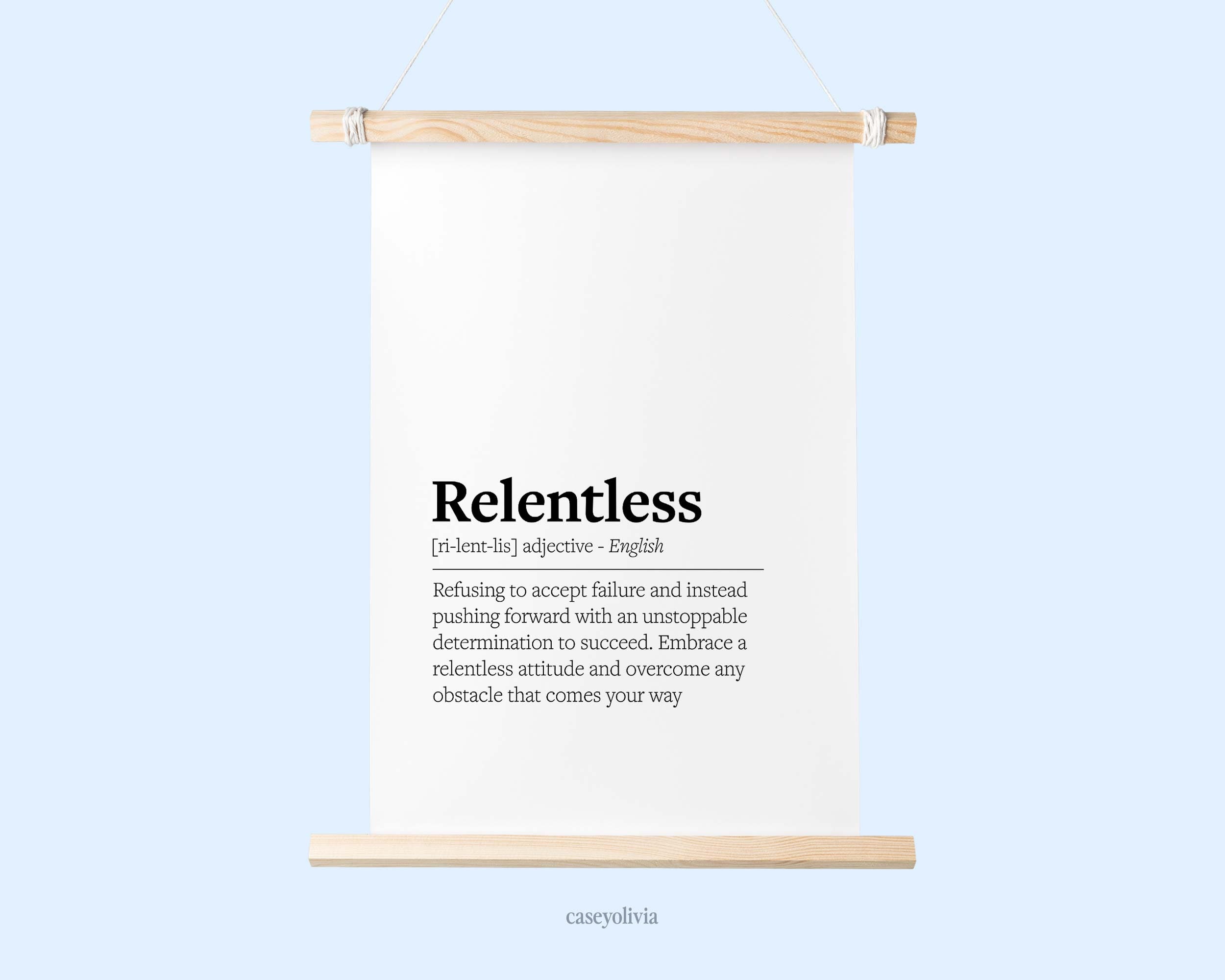 Relentless Definition Printable Wall Art Motivational Message Office