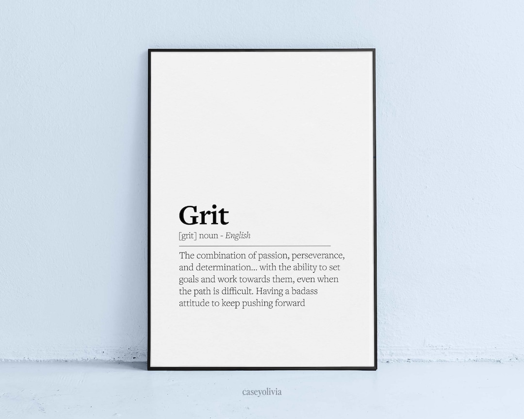 Grit Definition Printable Wall Art Motivational Grit Meaning Quote to Print Home Office
