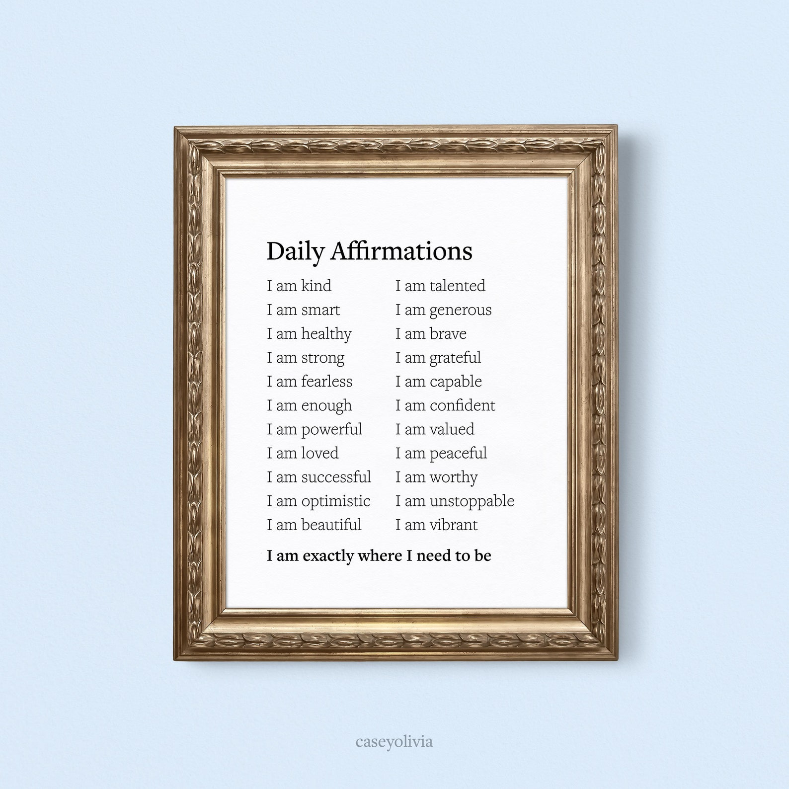 Daily Affirmations Printable Wall Art Positive Self Care Affirmation ...