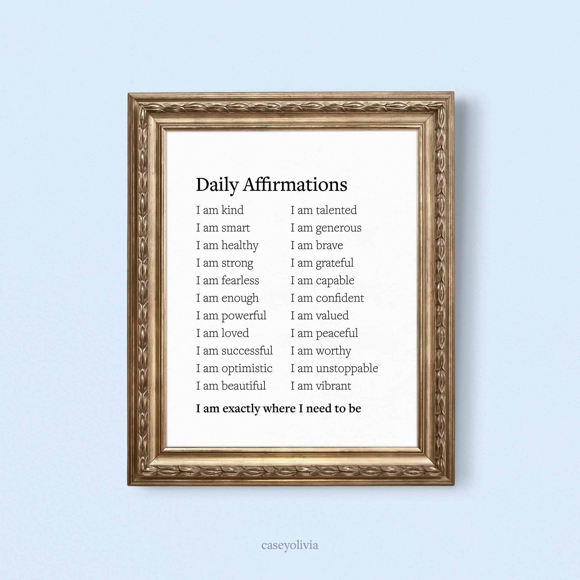 Daily Affirmations Printable Wall Art Positive Self Care Affirmation ...